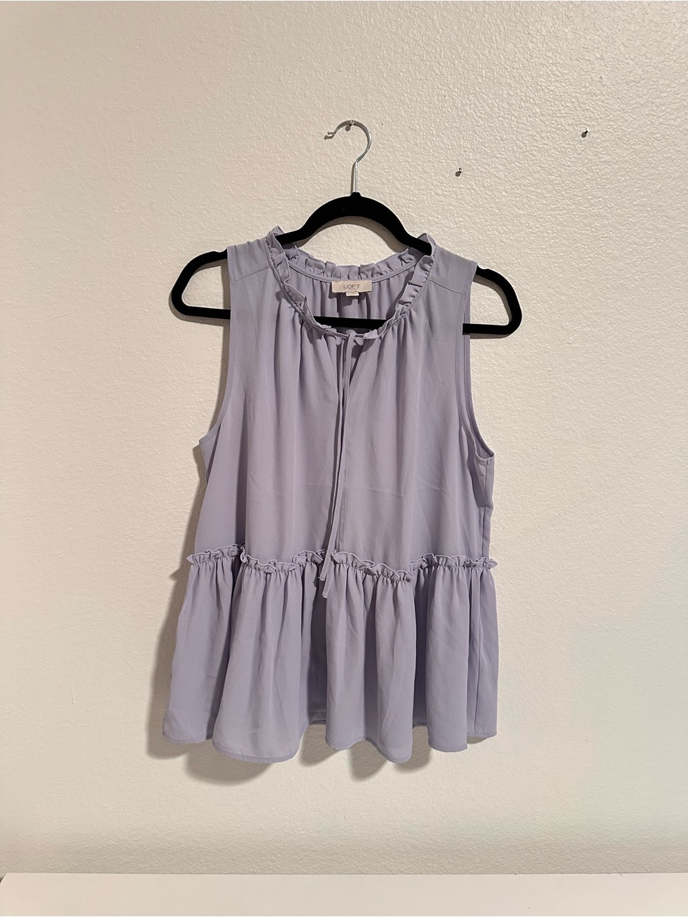 LOFT Lavender Ruffled Tiered Sleeveless Blouse